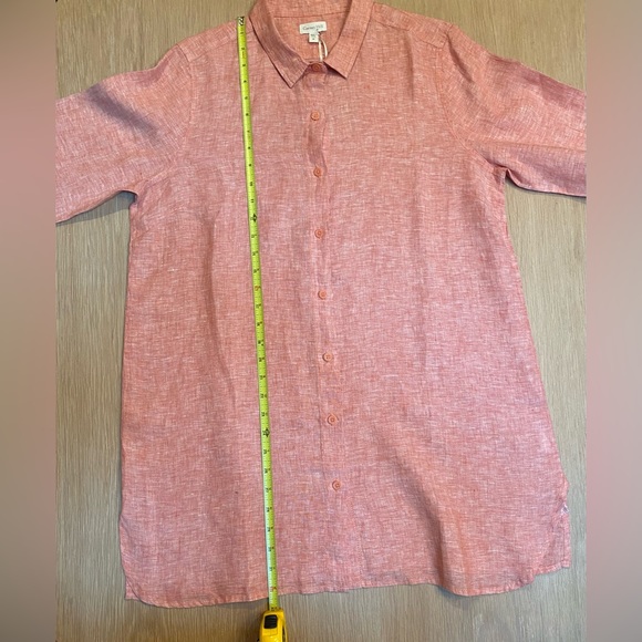 Garnet Hill 100% Linen Shirt Salmon Colored - Picture 5 of 6